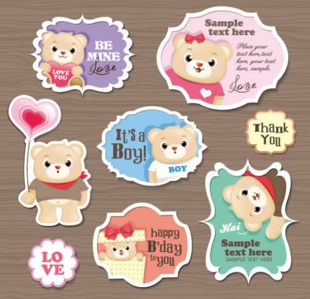 bears in a pointy labels over brown background