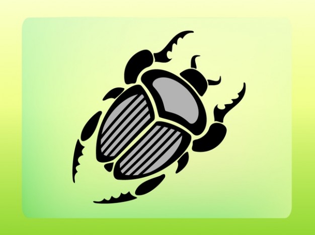 Beetle icon with horns over light green yellow background