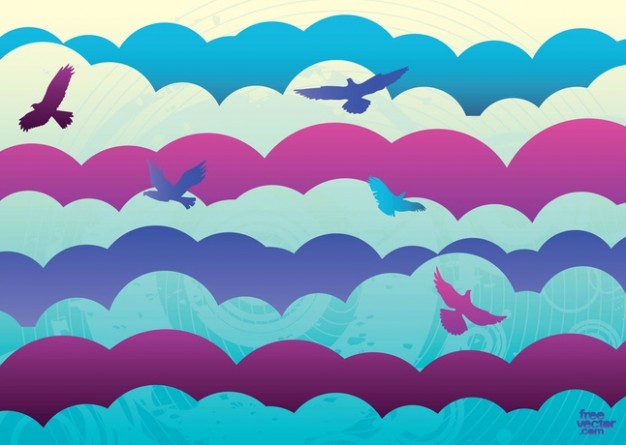 bird flying in Sky with abstract cloud