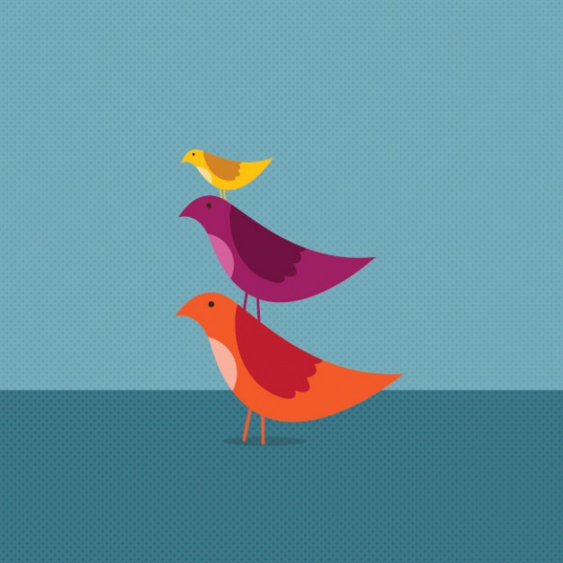birds growing together with blue background