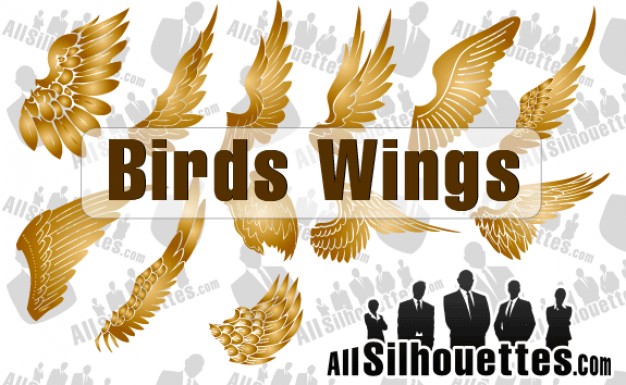 Birds Wings Vector in golden