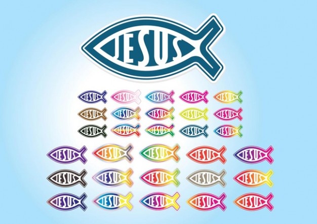 Jesus fishes Icons with different color