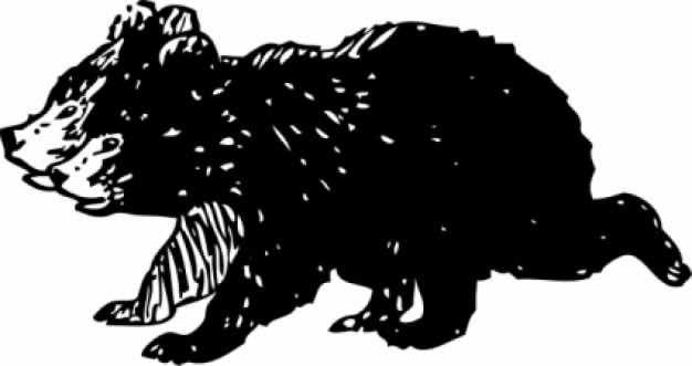 black bear cubs running clip art in side view