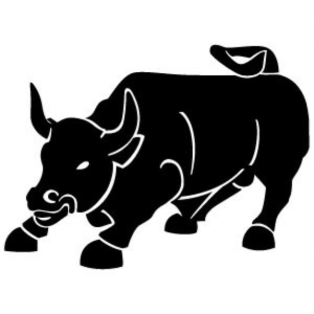 Black Bull fighting ready side view Vector