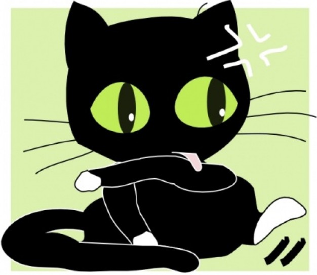 black cat clip art with green background