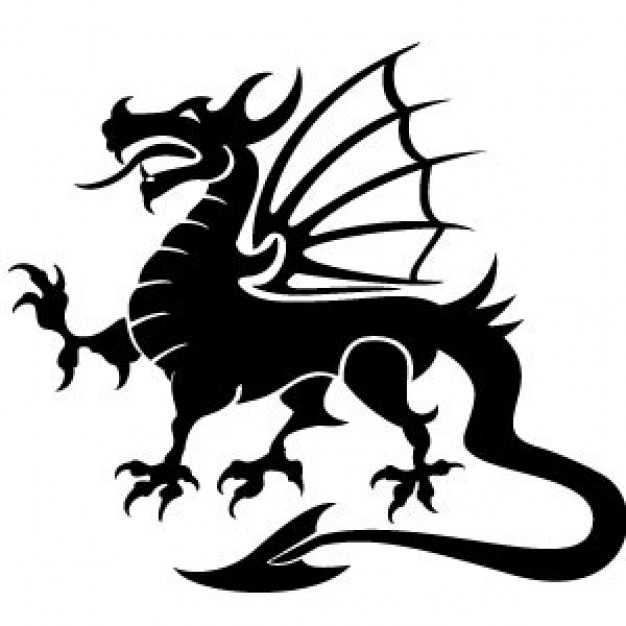 Black Dragon with wings Vector Image