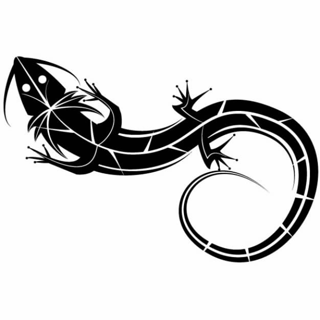 Black lizard graphic illustration in top view