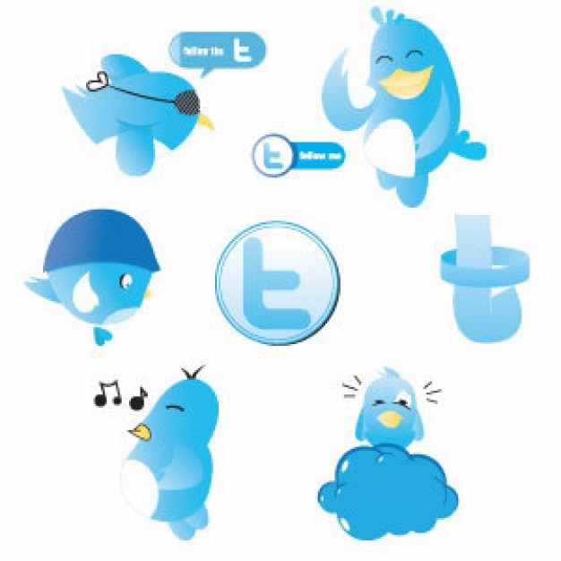 blue Twitter icon with different expression