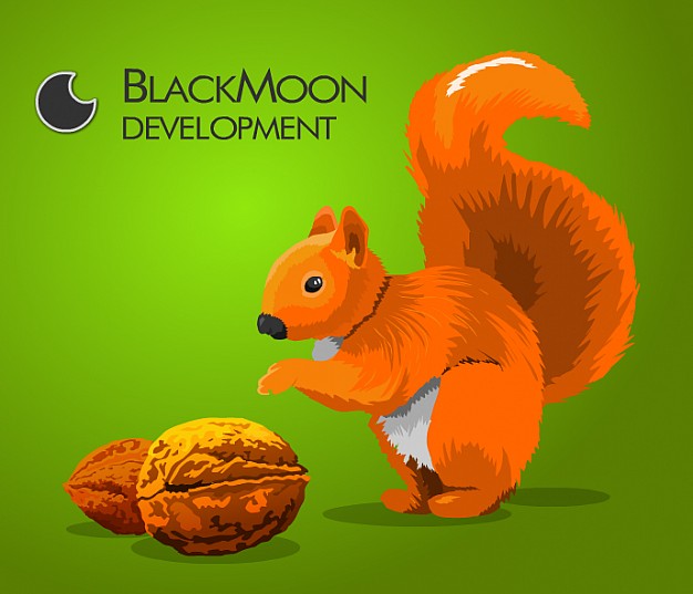 Squirrel and walnut for product advertisement logo