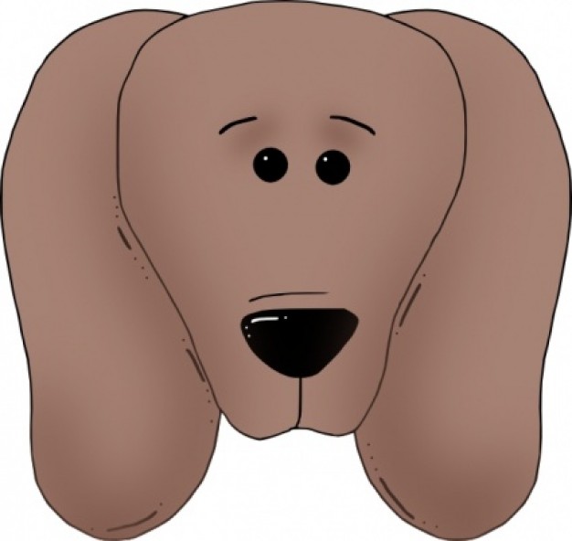 brown dog face front view clip art with white background