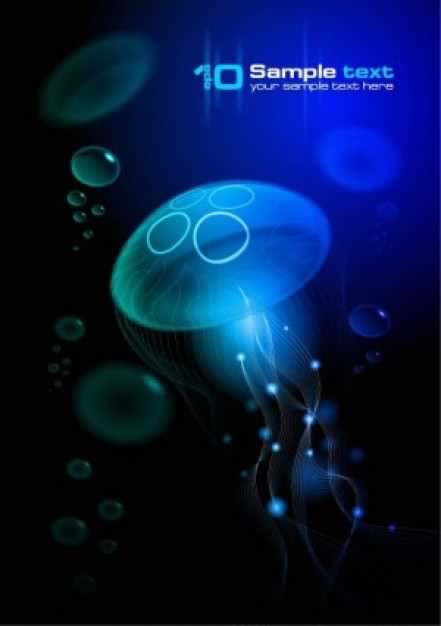 jellyfish with flashy neon light background