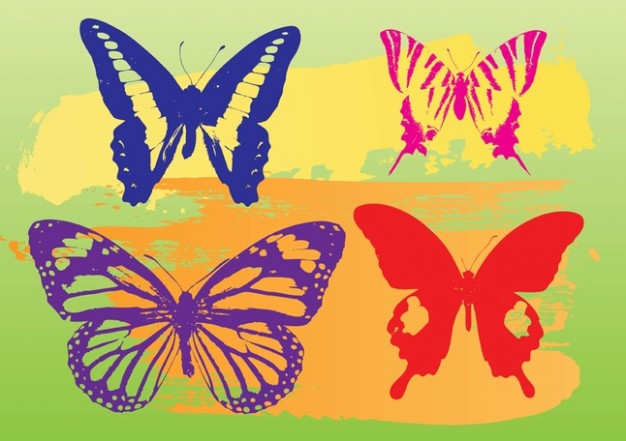 Butterflies Vector Graphics with green background