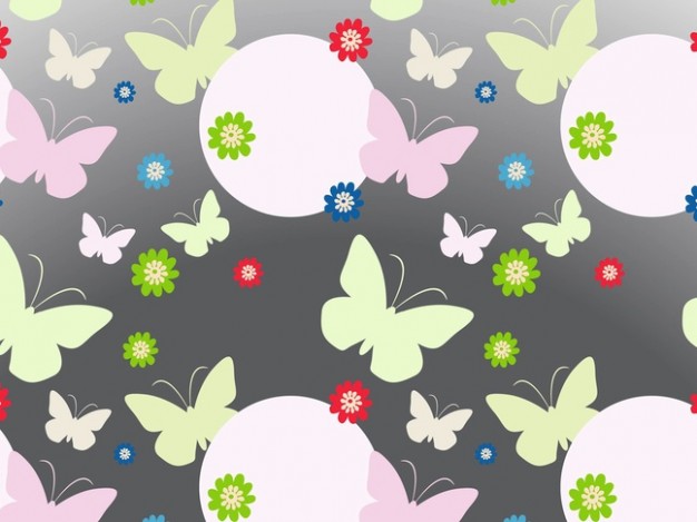 butterfly bubbles flowers backdrop Spring background vector pattern