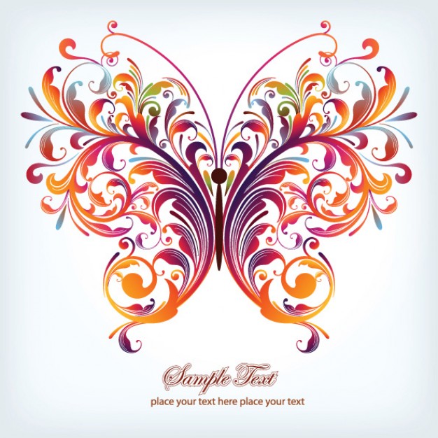Butterfly pattern vector material in colorful swirls