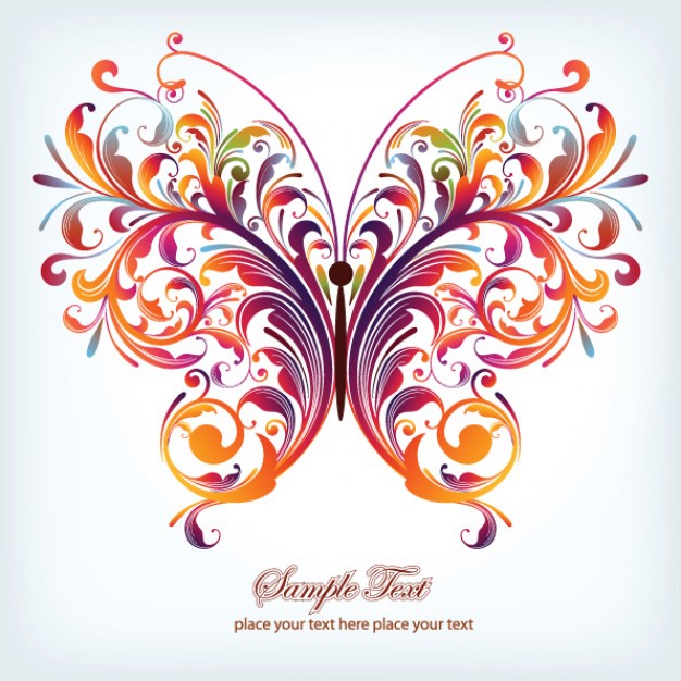 Butterfly pattern vector material in colorful swirls