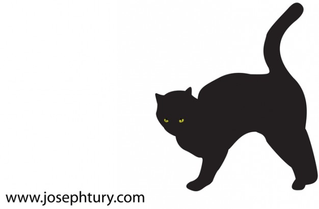 Black stoopping Cat Silhouette