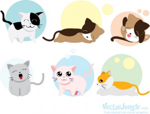 lovable cats sleeping animal set