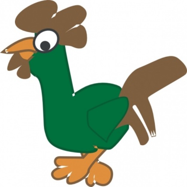 Rooster with green body silhouette clip art