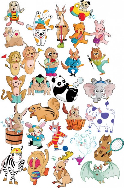 Cartoon animals vector like panda lion deer