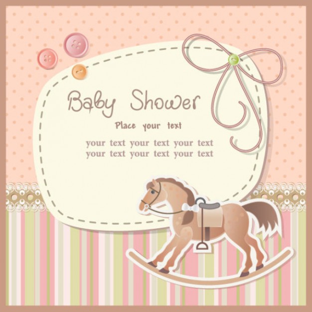 cartoon card vector with Trojan wood horse for baby shower card