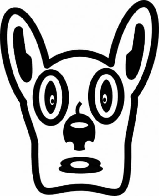 cartoon dog face front view clip art in simple line