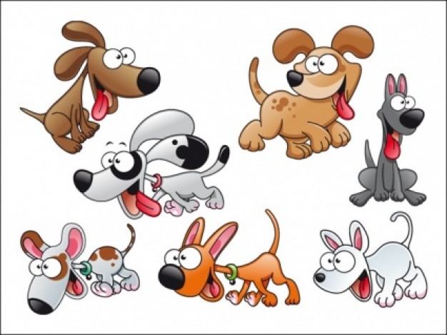 cartoon Dogs with different cute expression