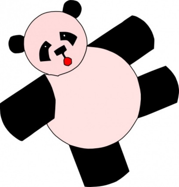 cartoon panda bear with pink body in top view clip art