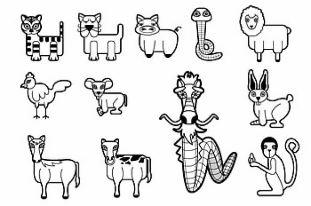 Cartoon Vector clip art material for chinese Zodiac