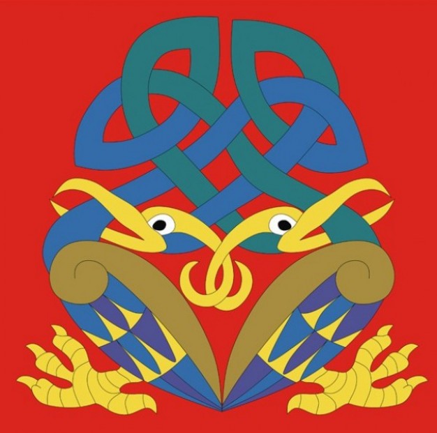 celtic bird emblem vector pack with red background