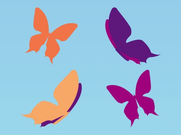 colorful butterflies flying over blue background