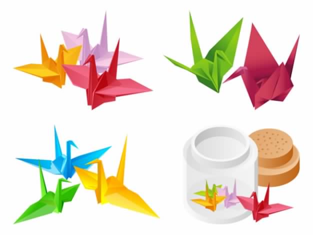 Colorful paper crane vector material