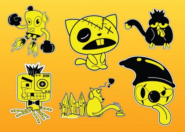 Comic Characters Vectors like cat dog owl for halloween