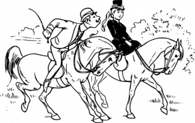 couple riding at the forest clip art with White background
