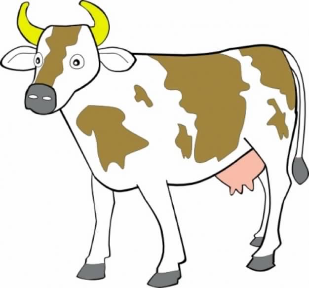 Cow clip art with yellow Horn