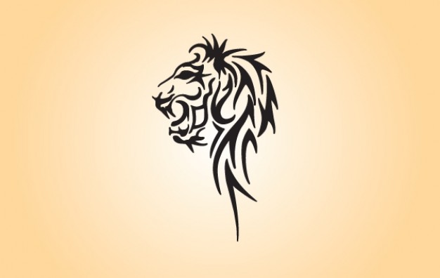 heroic tribal lion head with Earth yellow background