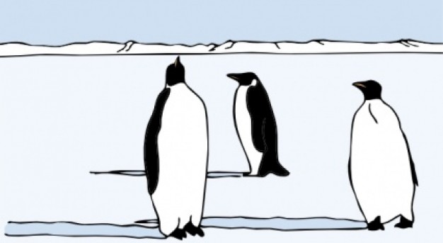thinking Penguins on the ice clip art