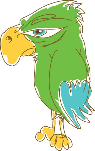 Parrot doodle with yellow mouth
