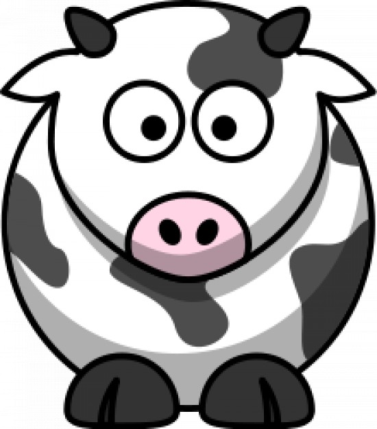 cute Cartoon cow in front view
