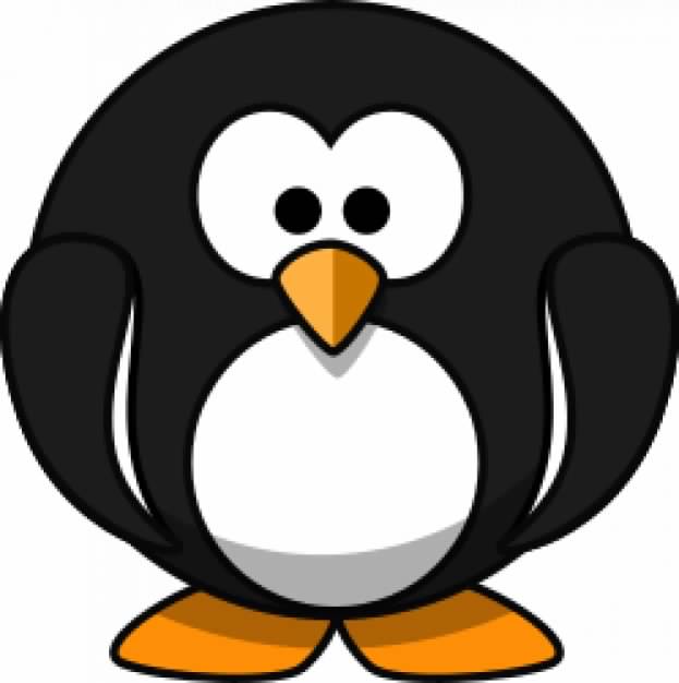 cute cartoon penguin standing in round