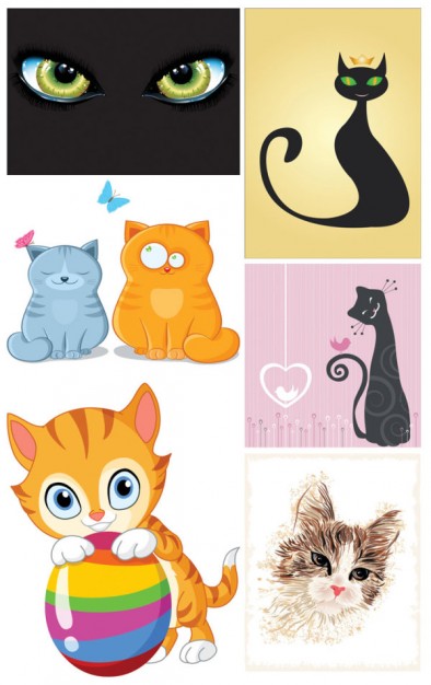 cute elegant Cat theme vector material in different style