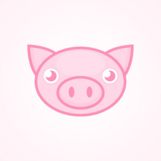 Cute Pink Pig face front view over pink background