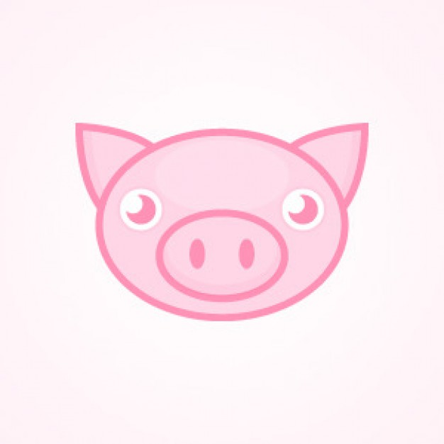 Cute Pink Pig face front view over pink background