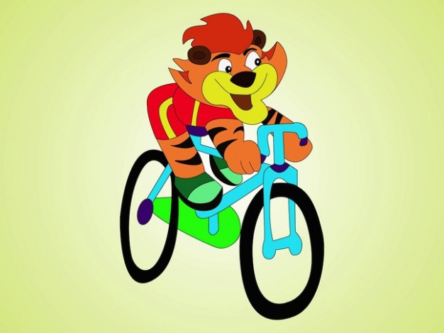 Tiger riding bike cartoon character