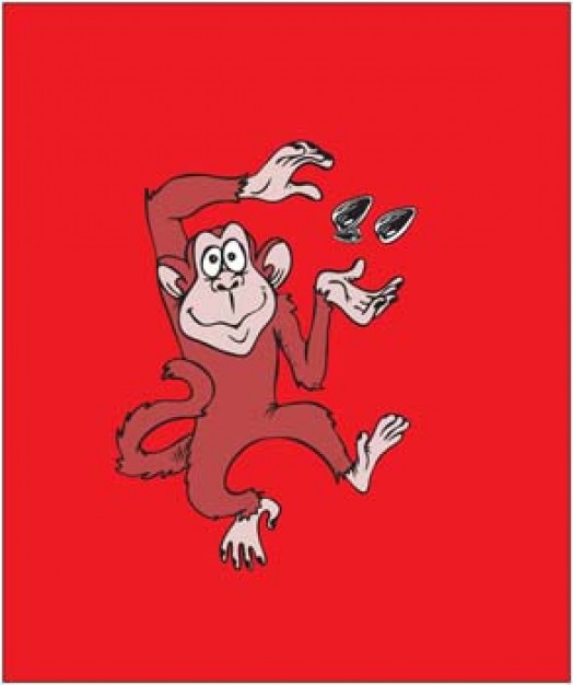 Monkey with red background