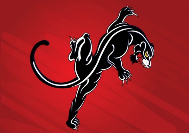 Panther fighting with red background
