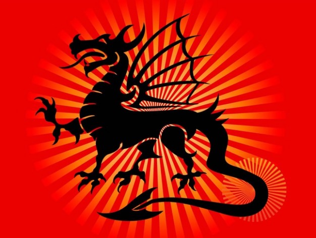 dark Cool dragon tattoo vector with radiant background