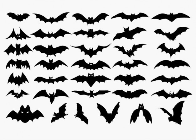 vector set of halloween bat silhouette with different pose