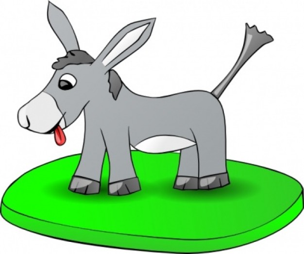 Donkey On A green Plate clip art