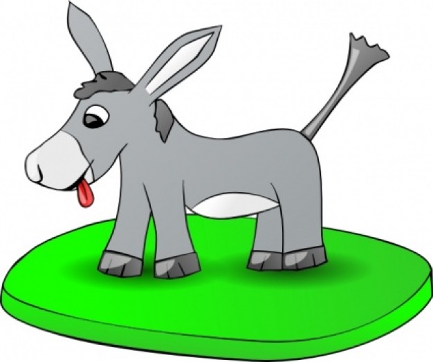 Donkey On A green Plate clip art