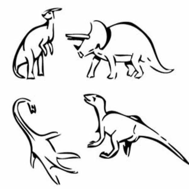 Dino Mix doodle in simple line